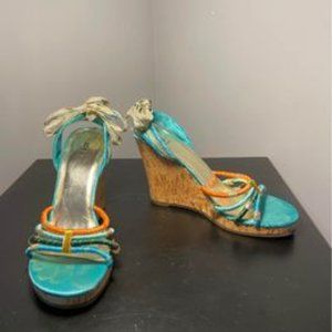 BAKERS Ankle Lace Up Cork Wedge Sandals Size: 8.5